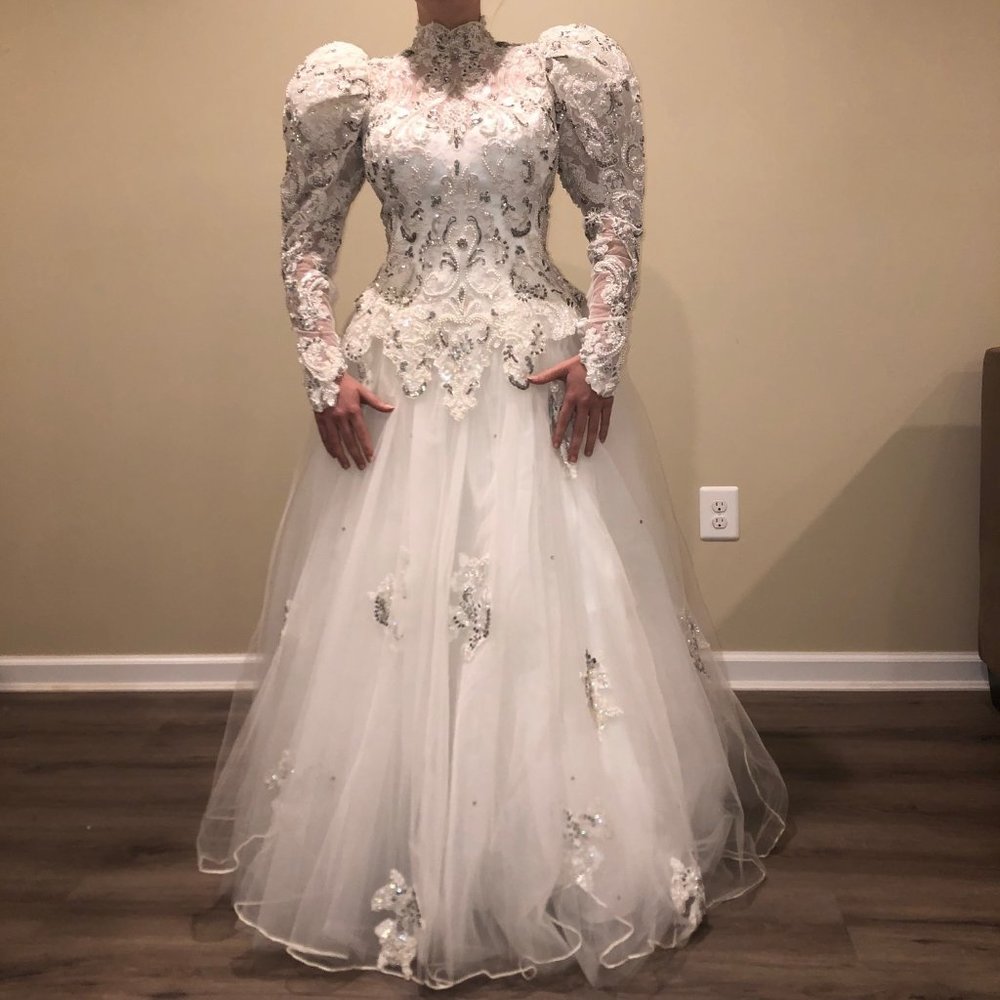 eve of milady long sleeve wedding dress 80s Mermaid Wedding Dress Naf
